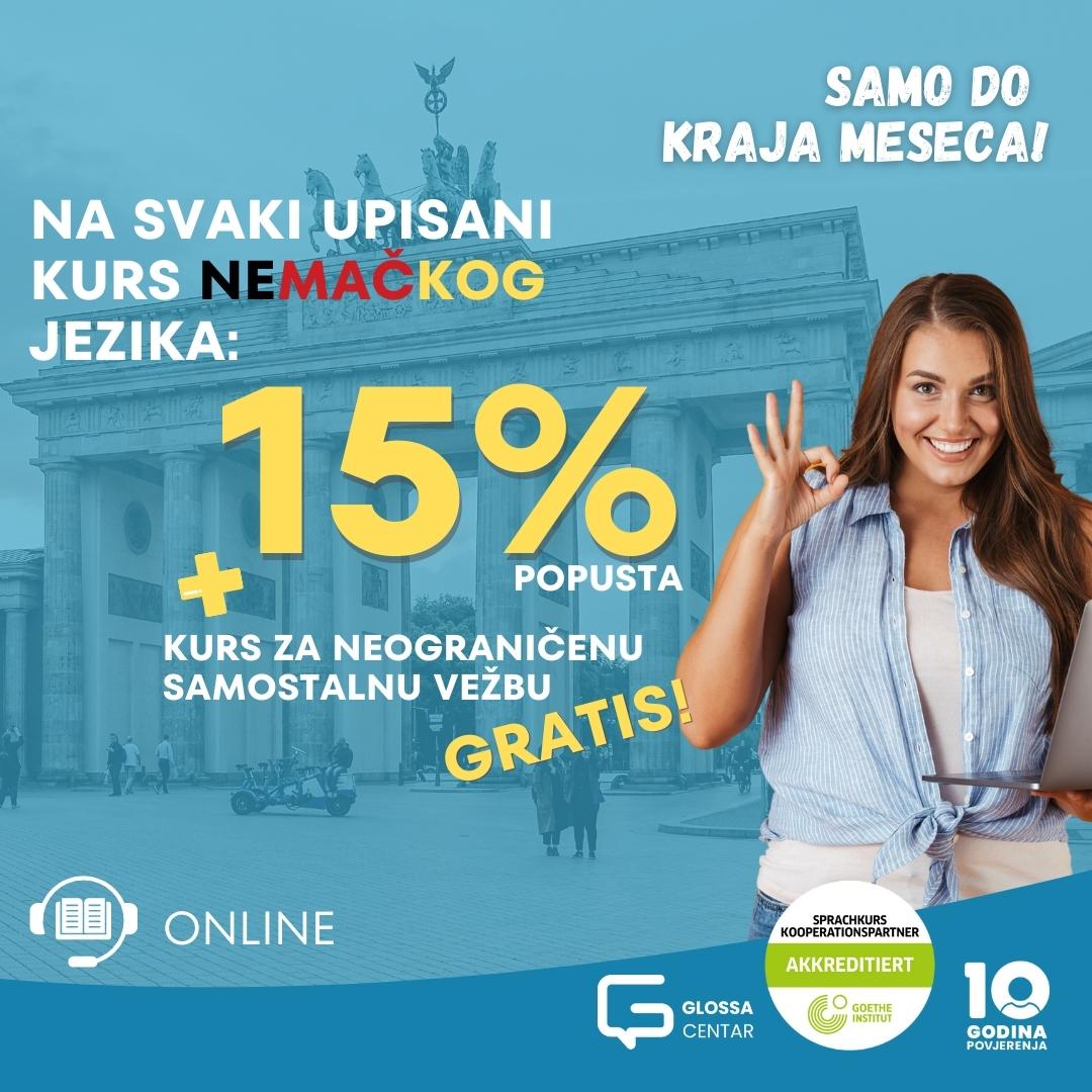 Akcija: Savladaj nemački uz popust od 15% na kurseve i osvoji dodatni online kurs GRATIS
