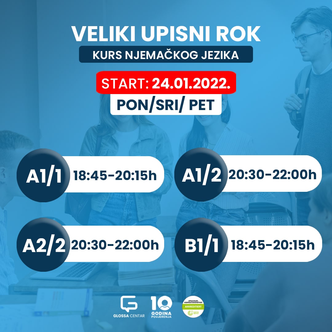 Upiši kurs njemačkog jezika! Rezrviši na vrijeme svoje mjesto u grupi!